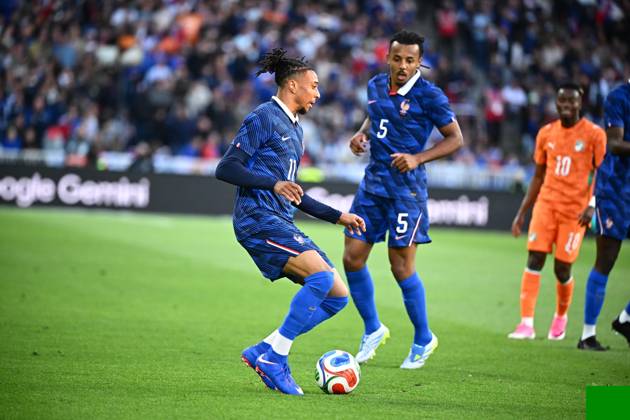 olise (michael) FOOT PREPARATION COUPE DU MONDE 2026 2026 FRANCE-COTE D IVOIRE (1-2) STADE DE LA BEAUJOIRE NANTES FRANCE 04 06 2026 LAHALLE PIERRE kounde (jules) NANTES STADE DE LA BEAUJOIRE France GermanyxJapanxUKxFrancexBelgiumxOUT Copyright: xLAHALLExPIERREx