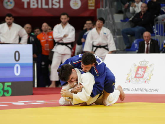 LABORDE Max of France against JAPARIDZE Akaki of Georgia during the Tbilisi Grand Slam 2026, held at the New Sports Palace on March 22, 2026 in Tbilisi, Georgia. Tbilisi Tbilisi Arena, 15�, Universiteti Street, Vazha-Pshavela Blocks, Vake District, Tbilisi, 0186, Georgia Georgia Copyright: xArturxStabulnieksx 1531969