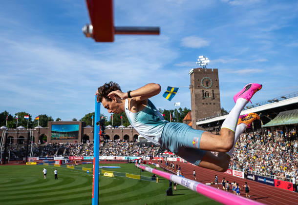 260607 Armand Duplantis of Sweden competes in the men s pole vault during Bauhaus-galan, part of the Diamond League series, June 7, 2026 in Stockholm. Photo: Maxim ThorÃ BILDBYRAN kod MT MT1057 friidrott athletics friidrett diamond league bauhaus-galan bbeng Stockholm sverige topx Copyright: MAXIMxTHORE BB260607MT106
