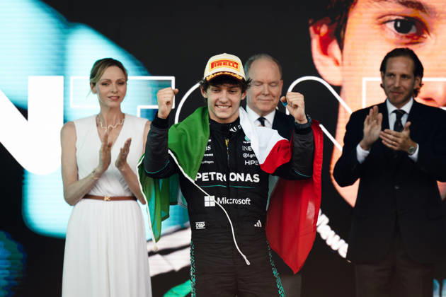 June 7, 2026, Monte Carlo, Monte Carlo, Principality of Monaco: ANDREA KIMI ANTONELLI (12, Mercedes AMG Petronas F1 Team, ITA, Italian F1 Driver, W17) during the Formula 1 Podium on Race Day (Sunday) at the Formula 1 Louis Vuitton Grand Prix de Monaco 2026 in Monte Carlo, Principality of Monaco Monte Carlo Principality of Monaco - ZUMAr193 20260607_zsp_r193_020 Copyright: xSaraxRuffonix