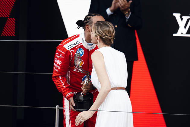 June 7, 2026, Monte Carlo, Monte Carlo, Principality of Monaco: LEWIS HAMILTON (44, Scuderia Ferrari HP, GBR, British F1 Driver, SF-26) during the Formula 1 Podium on Race Day (Sunday) at the Formula 1 Louis Vuitton Grand Prix de Monaco 2026 in Monte Carlo, Principality of Monaco Monte Carlo Principality of Monaco - ZUMAr193 20260607_zsp_r193_023 Copyright: xSaraxRuffonix