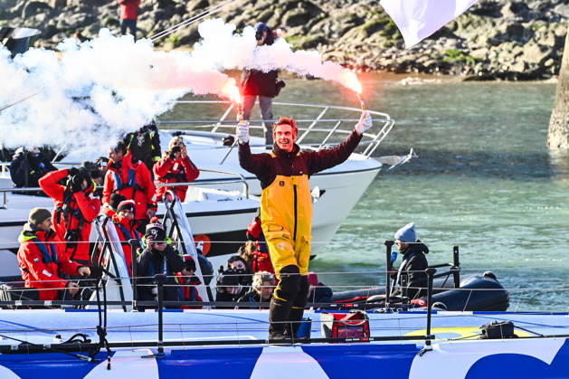 January 14, 2025, Les Sables D olonne, Pays De La Loire, France: This photo taken on January 14, 2025 in Les Sables d Olonne, in Western France, shows Charlie Dalin winning the Vendee Globe 2024-2025. Charlie Dalin Wins The 2024-2025 VendÅ½E Globe  - ZUMAh284 20250114_znp_h284_005 Copyright: xRonanxHoussinx
