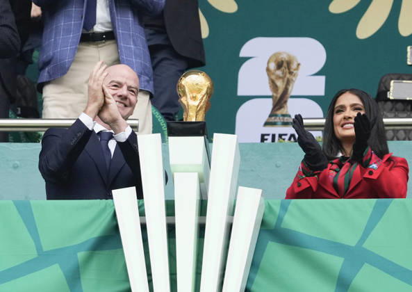 Football: 2026 World Cup FIFA President Gianni Infantino (L) watches the 2026 World Cup opener between Mexico and South Africa at Mexico City Stadium in the Mexican capital on June 11, 2026.  A14AA0005618431P