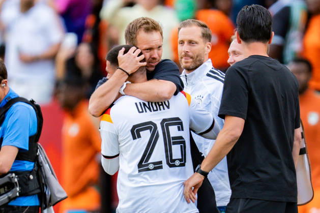 FIFA Fussball Weltmeisterschaft 2026, Gruppe E, Spiel 2, Deutschland vs Elfenbeinküste, 20.06.2026 im Toronto Stadium, Toronto Deniz Undav (Deutschland) wird gefeiert nach Abpfiff von Julian Nagelsmann (Deutschland) Oliver Baumann (Deutschland) Maximilian Beier (Deutschland) Pascal Gross (Deutschland) David Raum (Deutschland) Leon Goretzka (Deutschland) Copyright: xBahhoxKarax
