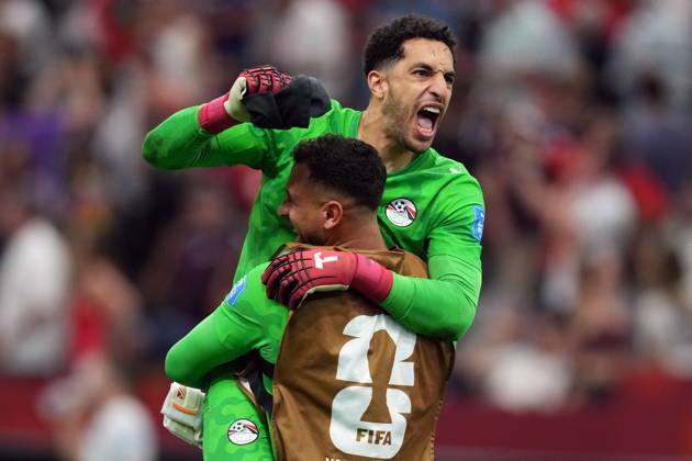 June 21, 2026, Vancouver, Bc, CANADA: Egypt s Mostafa Shobeir (23) front and Egypt s Mohamed Alaa (26) celebrate the win over New Zealand during World Cup group G soccer action, in Vancouver, Sunday, June 21, 2026. Canada News - June 21, 2026  - ZUMAc35_ 20260621_zaf_c35_234 Copyright: xEthanxCairnsx