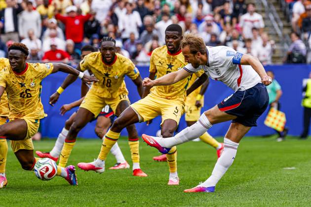 Harry Kane of England shoots on goal , Group L - FIFA World Cup, WM, Weltmeisterschaft, Fussball 2026, England v Ghana, Boston Stadium, June 23, 2026, Boston, United States.