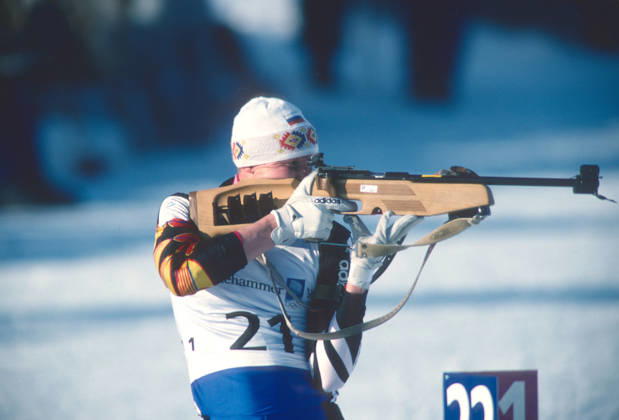 XVII Olympic Winter games, Winterspiele,Spiele, Summer games Biathlon Men s 10 km Sprint. Sergey Chepikov (Russia). 