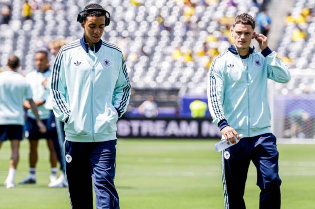 Jamal Musiala of Germany and Florian Wirtz of Germany looks on , Group E - FIFA World Cup, WM, Weltmeisterschaft, Fussball 2026, Ecuador v Germany, New York New Jersey Stadium, June 25, 2026, East Rutherford, United States.