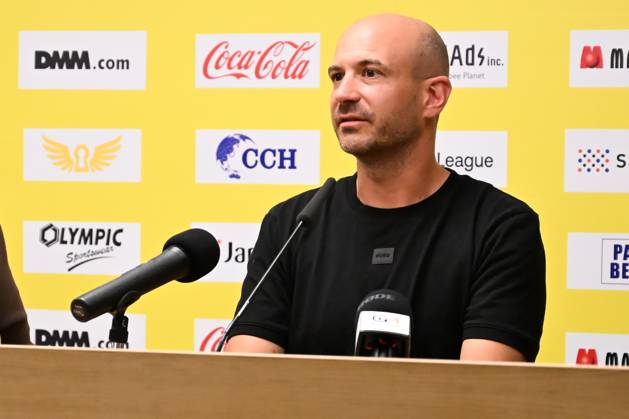 STVV s head coach Frederic De Meyer pictured during a press conference, PK, Pressekonferenz of Belgian first division soccer team Sint-Truiden VV, on Friday 26 June 2026 in Sint-Truiden, in preparation of the upcoming 2026-2027 Belgian first division soccer season. JILLxDELSAUX x179366621x