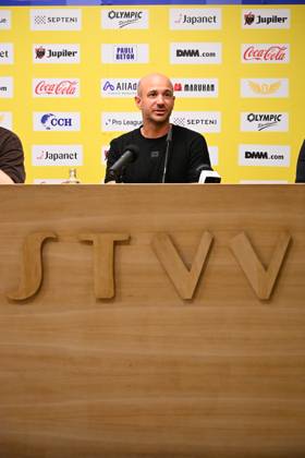 STVV s head coach Frederic De Meyer pictured during a press conference, PK, Pressekonferenz of Belgian first division soccer team Sint-Truiden VV, on Friday 26 June 2026 in Sint-Truiden, in preparation of the upcoming 2026-2027 Belgian first division soccer season. JILLxDELSAUX x179367386x