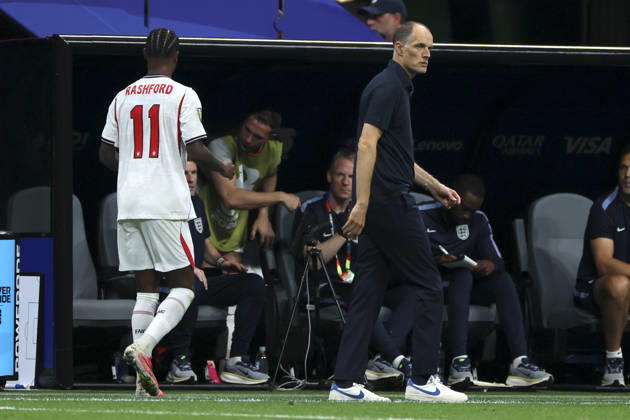 England v Congo DR: Round Of 32 - FIFA World Cup, WM, Weltmeisterschaft, Fussball 2026 Marcus Rashford of England is substituted by Thomas Tuchel, Head coach of England during the FIFA World Cup 2026 Round Of 32 match between England and Congo DR at Atlanta Stadium on July 1, 2026 in Atlanta, United States. Atlanta Atlanta Stadium GA United States Copyright: xAllstarxPicturexLibraryxLtdx