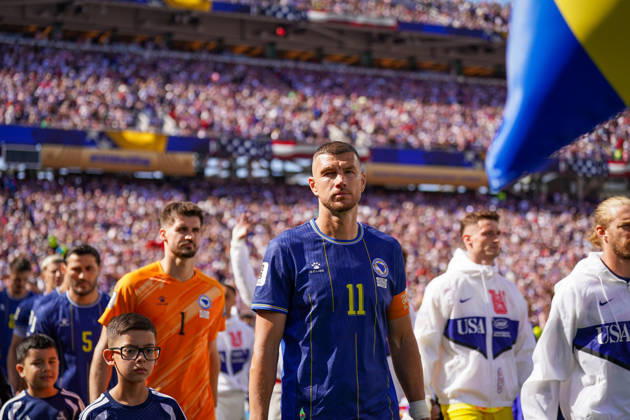 USA: Fußball FIFA World Cup, WM, Weltmeisterschaft, Fussball 2026, Sechzehntelfinale - USA vs Bosnien - Herzegowina im Levi™s Stadium (Santa Clara, San Francisco Bay Area, Kalifornien): Edin DÅ¾eko Edin Dzeko (Bosnien und Herzegowina 11) Copyright: xJOERANxSTEINSIEKx