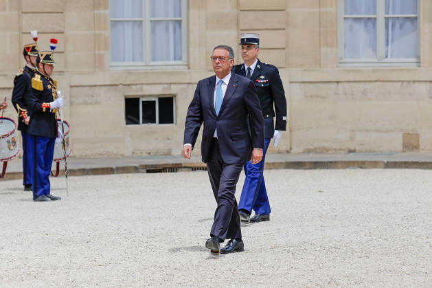 French President Emmanuel Macron welcomes Portuguese President Antonio Jose Seguro. President Antonio Jose Seguro walk on their way to meet French President Emmanuel Macron at the Elysee Palace in Paris, France, July 1, 2026 Copyright: HMBxMedia xAntonioxBorga