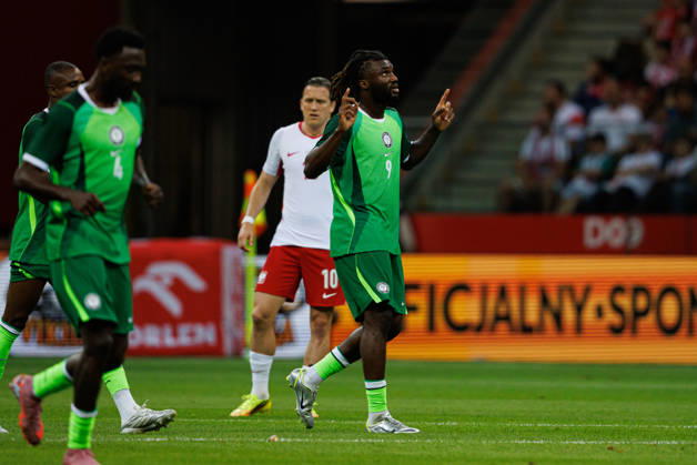 Players of Nigeria seen celebrating after goal from Terem Moffi during International Friendly, Länderspiel, Nationalmannschaft game between national teams of Poland and Nigeria (Maciej Rogowski Ball Raw Images) Warsaw PGE Narodowy Poland Copyright: xMaciejxRogowskix maciejrogowski_poland_nigeria_2526_full-294
