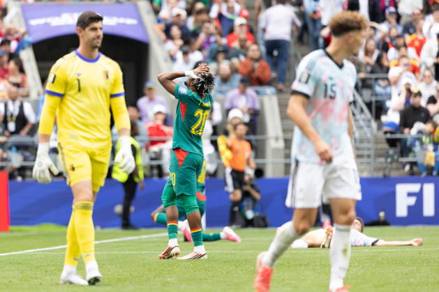 July 1, 2026, Seattle, Washington, USA: Senegal forward Ibrahim Mbaye (20) misses a shot o goal by Belgium goalkeeper Thibaut Courtois (1) and Belgium defender Thomas Meunier (15) in overtime of the game Belgium national team, Nationalteam vs Senegal National Team for the FIFA World Cup, WM, Weltmeisterschaft, Fussball match, at Seattle Stadium. Seattle USA - ZUMAl181 20260701_zsp_l181_225 Copyright: xMelissaxLevinx