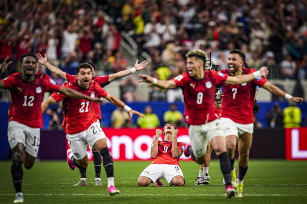 Hamza Abdelkarim of Egypt celebrates after winning a penalty shootout during the match between Australia and Egypt at the 2026 World Cup, held at Dallas Stadium in Dallas, United States. Richard Callis Fotoarena (Richard Callis SPP) Copyright: xRichardxCallisx xSPPx spp-en-RiCa-2978507