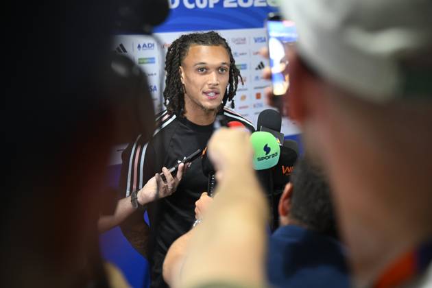 Belgian national football team - FIFA World Cup, WM, Weltmeisterschaft, Fussball 2026 - media activities 08 07 2026 LOS ANGELES, UNITED STATES OF AMERICA - JULY 08 : Moreira Da Silva Diego defender of Belgium alking to the press during a press conference, PK, Pressekonferenz of the Belgian national football team during the FIFA World Cup 2026 on July 8, 2026 in Los Angeles, United States of America, 08 07 2026 Los Angeles United States of America  Copyright: xNicoxVereeckenx