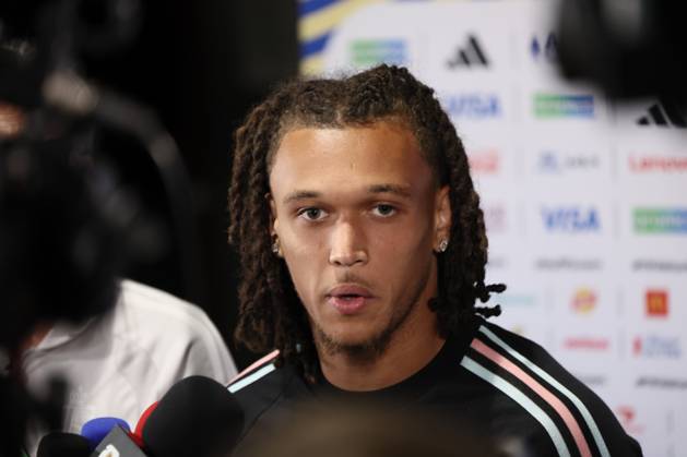 Belgium s Diego Da Silva Moreira pictured during a press conference, PK, Pressekonferenz of Belgian national soccer team Red Devils, on Wednesday 08 July 2026 in Carson, Los Angeles County, California, USA. The Rode Duivels - Diables Rouges qualified for the knockout stage of the 2026 FIFA World Cup, WM, Weltmeisterschaft, Fussball where they ll meet Spain in the round of 8 on July 10th. BRUNOxFAHY  x180744754x
