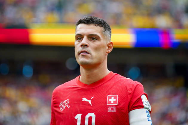 Kanada: Fußball FIFA World Cup, WM, Weltmeisterschaft, Fussball 2026, Achtelfinale - Schweiz vs Kolumbien - BC Place, Vancouver: Granit Xhaka (Schweiz, 10) Mimik, Gesichtsausdruck, Emotion Copyright: xJOERANxSTEINSIEKx