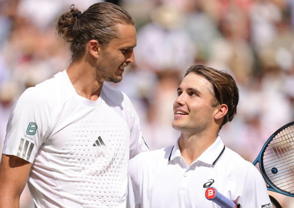 Alexander Zverev, GER, and Arthur Fery, GBR, after semifinal of 2026 All England Lawn Tennis Championships at Wimbledon, mens singles, London, 10 07 2026; -