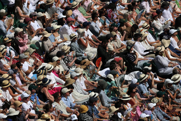 RECORD DATE NOT STATED 11th July 2026; All England Lawn Tennis and Croquet Club, London, England; Wimbledon Tennis Tournament, Day Thirteen; Centre Court crowd watching Karolina Muchova (CZE) headband vs Linda Noskova (CZE) JohnxPatrickxFletcher