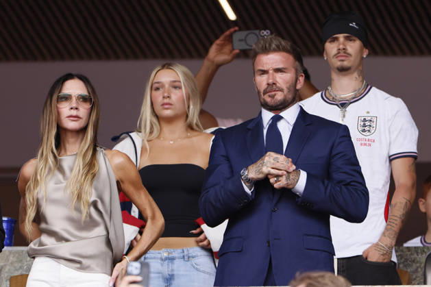 Norway v England: Quarter Final - FIFA World Cup, WM, Weltmeisterschaft, Fussball 2026 Victoria Beckham, Harper Beckham, Sir David Beckham and Romeo Beckham in the stand during the FIFA World Cup 2026 Quarter Final match between Norway and England at Miami Stadium on July 11, 2026 in Miami Gardens, United States. Miami Gardens Miami Stadium FL United States Copyright: xAllstarxPicturexLibraryxLtdx