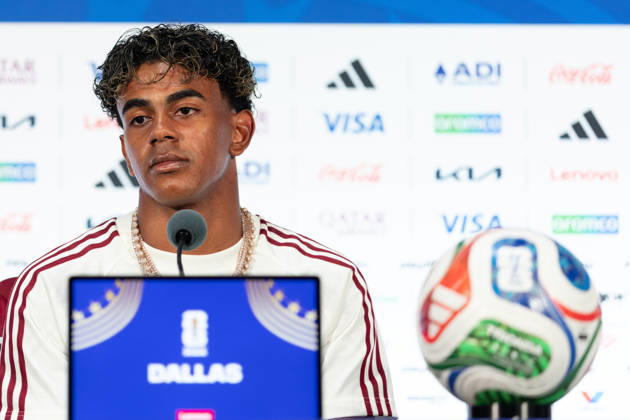 July 13, 2026, Arlington, Texas, USA: Spain forward LAMINE YAMAL speaks during a press conference, PK, Pressekonferenz prior to a 2026 FIFA World Cup, WM, Weltmeisterschaft, Fussball semifinal match between France and Spain at Dallas Stadium in Arlington, Texas. Arlington USA - ZUMAh193 20260713_zsp_h193_015 Copyright: xDanielxMcGregor-Huyerx