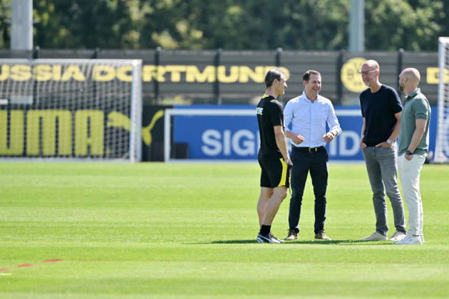 Trainer Niko Kovac (Borussia Dortmund), Lars Ricken (Geschäftsführer Borussia Dortmund), Carsten Cramer (Geschäftsführer Borussia Dortmund), Ole Book (Sportdirektor Borussia Dortmund), v.li. 14.07.2026, Fussball 1. Bundesliga, Saison 2026 2027, Training Borussia Dortmund Dortmund Trainingsgelände Nordrhein Westfalen Deutschland