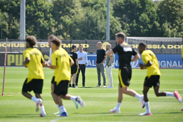 Trainer Niko Kovac (Borussia Dortmund), Lars Ricken (Geschäftsführer Borussia Dortmund), Carsten Cramer (Geschäftsführer Borussia Dortmund), Ole Book (Sportdirektor Borussia Dortmund), v.li. 14.07.2026, Fussball 1. Bundesliga, Saison 2026 2027, Training Borussia Dortmund Dortmund Trainingsgelände Nordrhein Westfalen Deutschland