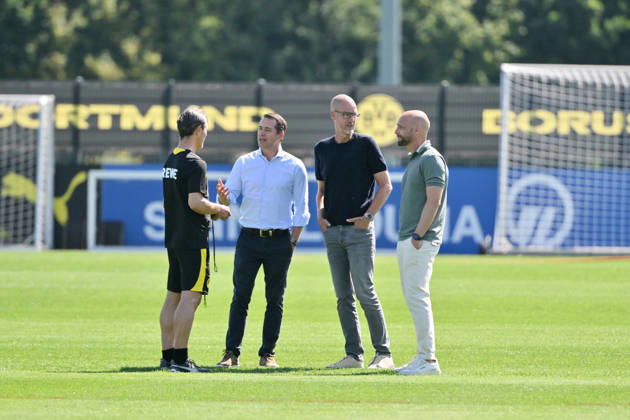 Trainer Niko Kovac (Borussia Dortmund), Lars Ricken (Geschäftsführer Borussia Dortmund), Carsten Cramer (Geschäftsführer Borussia Dortmund), Ole Book (Sportdirektor Borussia Dortmund), v.li. 14.07.2026, Fussball 1. Bundesliga, Saison 2026 2027, Training Borussia Dortmund Dortmund Trainingsgelände Nordrhein Westfalen Deutschland