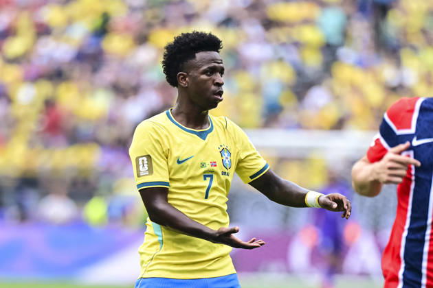 Brazil v Norway: Round of 16 - FIFA World Cup, WM, Weltmeisterschaft, Fussball 2026 New Jersey, United States - 5 July: Vinicius Junior of Brazil reacts during the FIFA World Cup 2026 Round Of 16 match between Brazil and Norway at New York New Jersey Stadium on July 5, 2026 in East Rutherford, United States East Rutherford New York New Jersey Stadium New Jersey United States Copyright: xLatinxSportxImagesx
