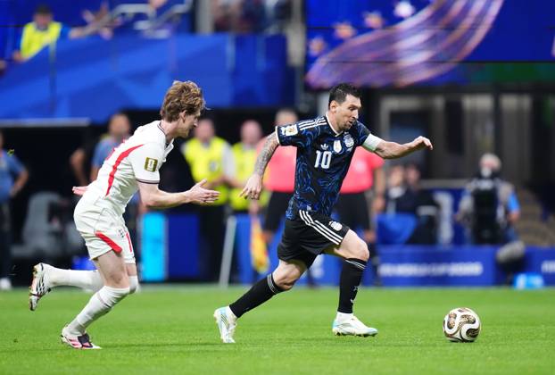 England v Argentina - FIFA World Cup, WM, Weltmeisterschaft, Fussball 2026 - Semi Finals ATLANTA, GEORGIA - JULY 15: Lionel Messi of Argentina runs with the ball during the 2026 FIFA World Cup semifinal match between England and Argentina at Atlanta Stadium in Atlanta, Georgia, United States, on July 15, 2026. Jose Hernandez Anadolu Georgia United States. Editorial use only. Please get in touch for any other usage. Copyright: x2026xAnadoluxJosexHernandezx