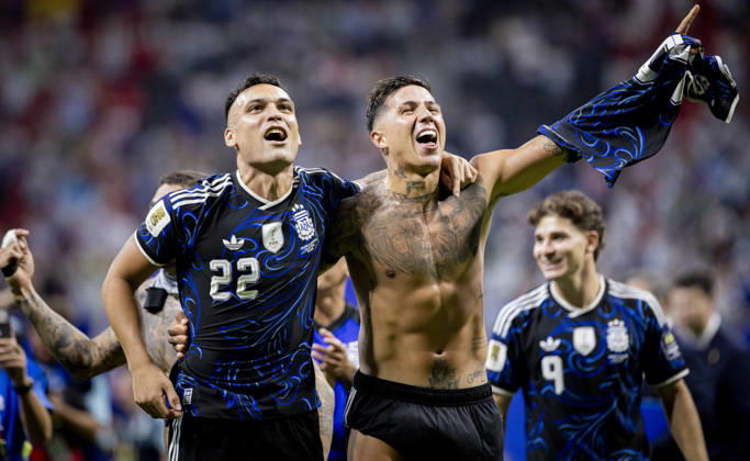 Atlanta, USA 15th Jul 2026. Final jubilation Lautaro Martinez (ARG) Enzo Fernandez (ARG) England - Argentina World Cup England - Argentinien 15.07.2026