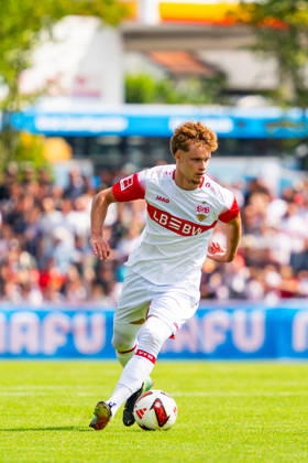 Testspiel: TSG Balingen vs. VfB Stuttgart; 19.07.2026 Balingen, GERMANY - 19. July 2027: Lazar Jovanovic (VfB Stuttgart, 45) während dem Testspiel zwischen der TSG Balingen und dem VfB Stuttgart in der BIZERBA ARENA, Balingen. Copyright: xBEAUTIFULxSPORTS Steinx