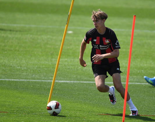 21.07.2026, xophax, Fussball 1.Bundesliga, Bayer 04 Leverkusen . Öffentliches Training . BayArena . Kennet Eichhorn trainiert allein.( Bayer 04 Leverkusen ) Leverkusen