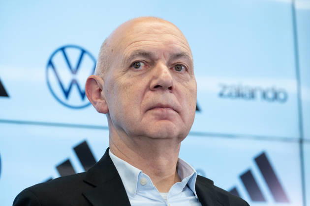 Bernd NEUENDORF (GER, DFB Praesident) Portraet, Porträt, Portrait, Angeschnittenes Einzelbild, Einzelmotiv, Pressekonferenz des DFB zur Vorstellung von Juergen Klopp als neuer Fussball-Bundestrainer, DFB-Campus in Frankfurt am 24.07.2026 Â
