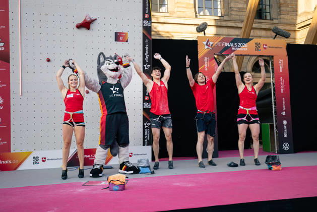 24.07.2026: Klettern - Speedklettern: Die Finals 2026 - Deutsche Meisterschaft Speed - Gemischte Staffel Nele Thomas (Nordrhein-Westfalen), Andrin Zedler (Nordrhein-Westfalen), Nikita Levyi (Nordrhein-Westfalen), Sofiia Tulchynska (Nordrhein-Westfalen) Hannover Opernplatz Niedersachsen Deutschland