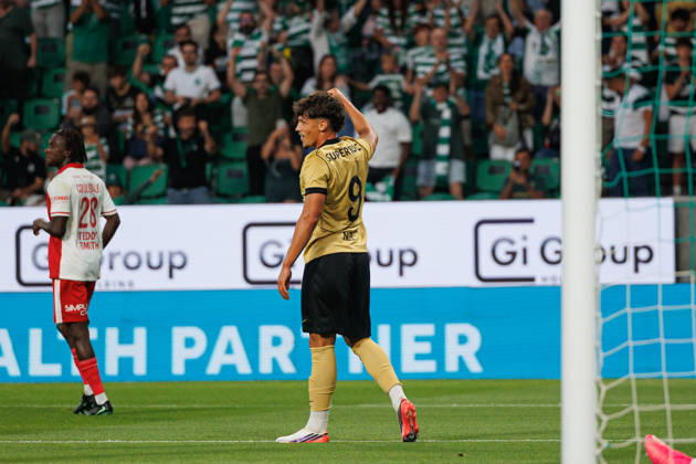 Rafael Nel seen celebrating after a goal during Club Friendly Games between teams of Sporting CP and AS Monaco Estadio Jose Alvalade (Luis Loureiro Ball Raw Images PT) Lisboa Estadio Jose Alvalade Portugal Copyright: xLuisxLoureirox LLOU8864