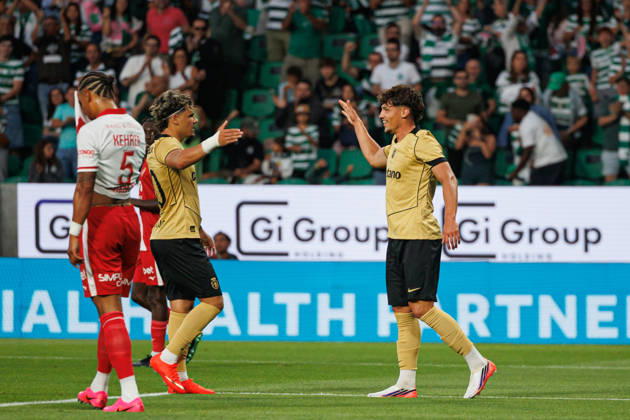 Rafael Nel seen celebrating after a goal during Club Friendly Games between teams of Sporting CP and AS Monaco Estadio Jose Alvalade (Luis Loureiro Ball Raw Images PT) Lisboa Estadio Jose Alvalade Portugal Copyright: xLuisxLoureirox LLOU8872