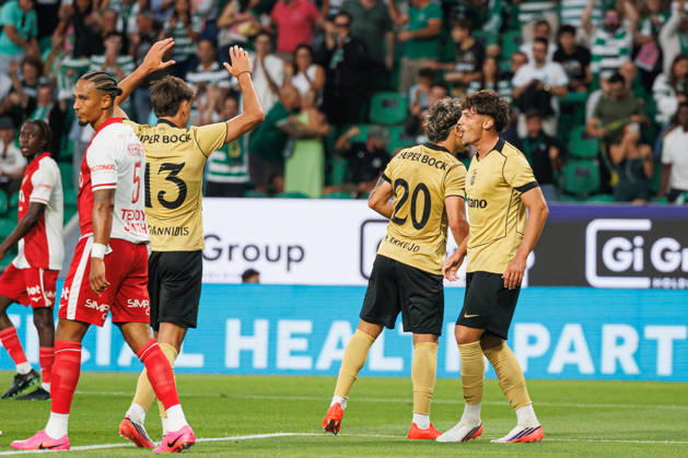 Rafael Nel seen celebrating after a goal during Club Friendly Games between teams of Sporting CP and AS Monaco Estadio Jose Alvalade (Luis Loureiro Ball Raw Images PT) Lisboa Estadio Jose Alvalade Portugal Copyright: xLuisxLoureirox LLOU8885