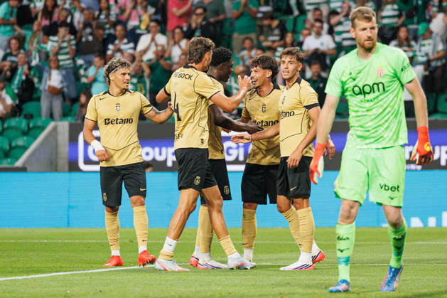 Rafael Nel seen celebrating after a goal during Club Friendly Games between teams of Sporting CP and AS Monaco Estadio Jose Alvalade (Luis Loureiro Ball Raw Images PT) Lisboa Estadio Jose Alvalade Portugal Copyright: xLuisxLoureirox LLOU8902