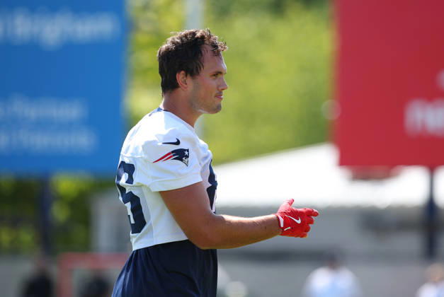 July 26, 2026; Foxborough, MA, USA; New England Patriots tight end Hunter Henry (85) during Patriots training camp at Gillette Stadium. CSM NFL, American Football Herren, USA 2026: Patriots Training Camp JUL 26 - ZUMAc04_ 20260726_zma_c04_156 Copyright: xAnthonyxNesmithx