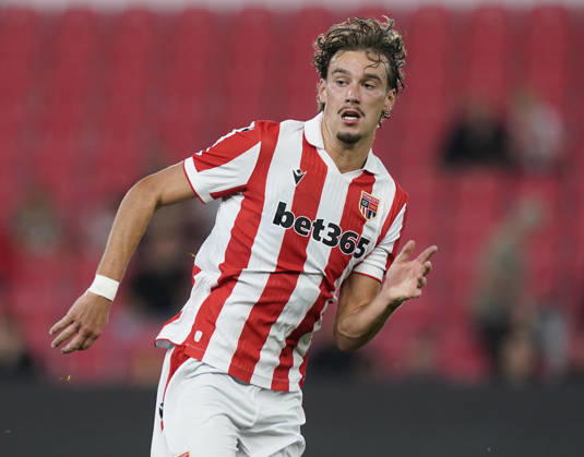 Stoke, England, 28th July 2026. Milan Smit of Stoke City during the Stoke City vs Everton Pre Season Friendly match at The Bet365 Stadium, Stoke. Picture credit should read: Andrew Yates Sportimage EDITORIAL USE ONLY. No use with unauthorised audio, video, data, fixture lists, club league logos or live services. Online in-match use limited to 120 images, no video emulation. No use in betting, games or single club league player publications. SPI_094_AY_STOKE_EVERTON SPI-4885-0099