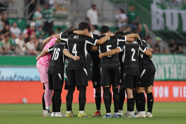 SOCCER - UEFA ECL, Rapid vs Coloma VIENNA,AUSTRIA,29.JUL.26 - SOCCER - UEFA Conference League, qualification, SK Rapid Wien vs FC Santa Coloma. Image shows the team of Coloma. GEPAxpictures xDavidxBitzan