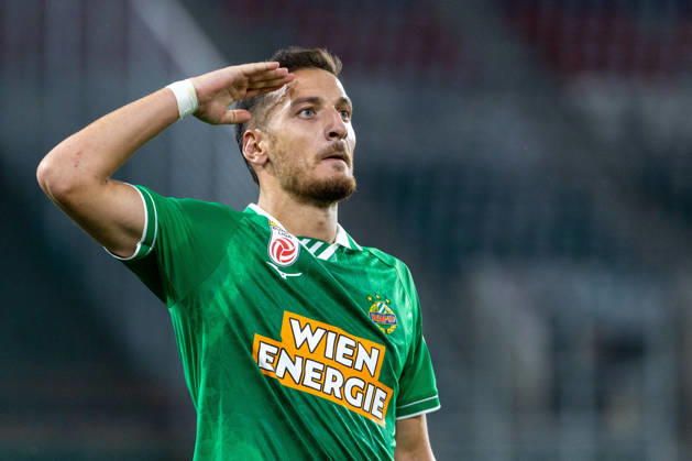 SOCCER - UEFA ECL, Rapid vs Coloma VIENNA,AUSTRIA,29.JUL.26 - SOCCER - UEFA Conference League, qualification, SK Rapid Wien vs FC Santa Coloma. Image shows the rejoicing of Ercan Kara (Rapid). GEPAxpictures xPhilippxBrem