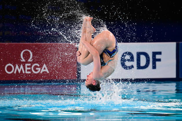 European Swimming Championships 2026 - synchronized swimming, Synchronschwimmen Duet - Saint Denis Anastasiya Dabravolskaya and Aliaksandra Mironchyk, Neutral Athletes during the European Swimming Championships synchronized swimming duet at the Aquatic Olympic Center in Saint Denis, near Paris, Frannce on July 31, 2026. Photo by Tomas Stevens ABACAPRESS.COM Saint-Denis France  Copyright: xStevensxTomas ABACAx