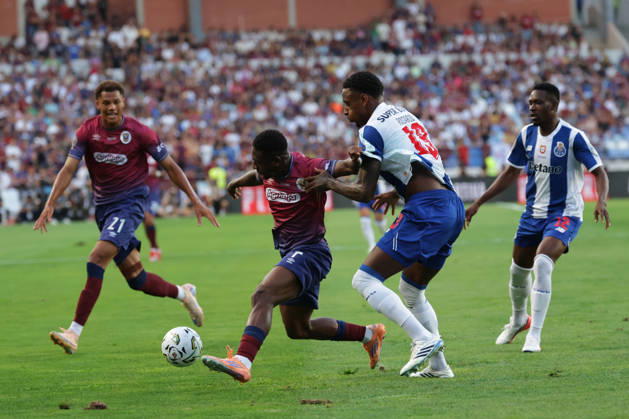 Supertaça Portugal Estadio Cidade de Coimbra, August 01, 2026, Coimbra v.l. Nuha Jatta (SC Uniao Torreense) , Dany Jean (SC Uniao Torreense) , Pablo Rosario (FC Porto), Zaidu (FC Porto) Coimbra Estádio Cidade de Coimbra Coimbra Portugal Copyright: xFernandoxSoaresx