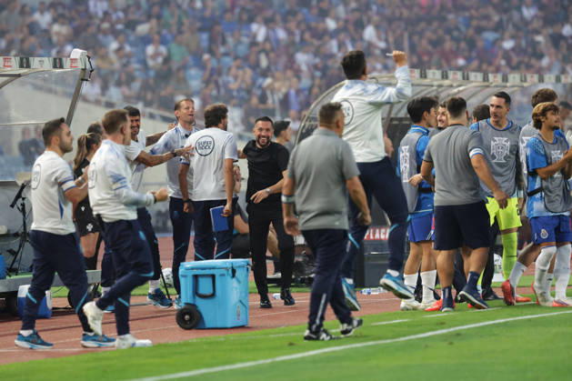 Supertaça Portugal Estadio Cidade de Coimbra, August 01, 2026, Coimbra v.l. FC Porto feiert das 1:0 durch Victor Froholdt (FC Porto) Coimbra Estádio Cidade de Coimbra Coimbra Portugal Copyright: xFernandoxSoaresx
