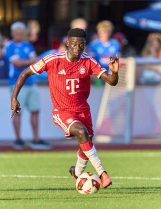 Bara Joseph Sapoko Ndiaye of Bayern München in the friendly match FC Rottach-Egern - FC Bayern München at the end of the training camp on July 30, 2026 at Sportplatz am Birkenmoos in Rottach-Egern, Tegernsee, Germany.