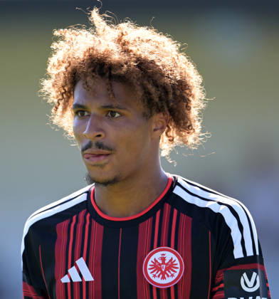 Jean-Matteo Bahoya fotografiert beim Fußball Test Spiel Eintracht Frankfurt gegen Hull City am 8.8.2026 in Frankfurt. (DFL DFB REGULATIONS PROHIBIT ANY USE OF PHOTOGRAPHS as IMAGE SEQUENCES and or QUASI-VIDEO)